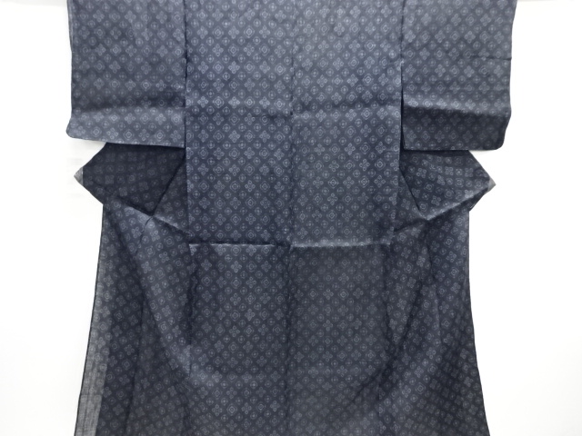 アンティーク　本場宮古上布　花菱模様織り出し着物(材料)